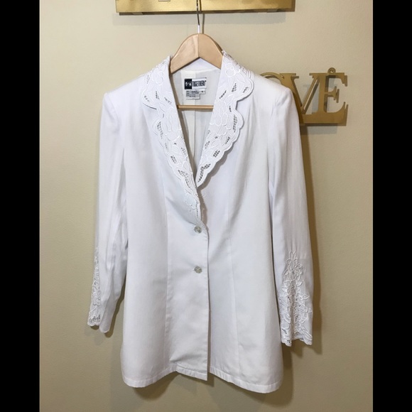 Together Jackets & Blazers - Together white blazer with flower motif